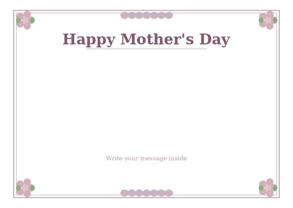 Simple floral frame Mothers Day card – blank printable