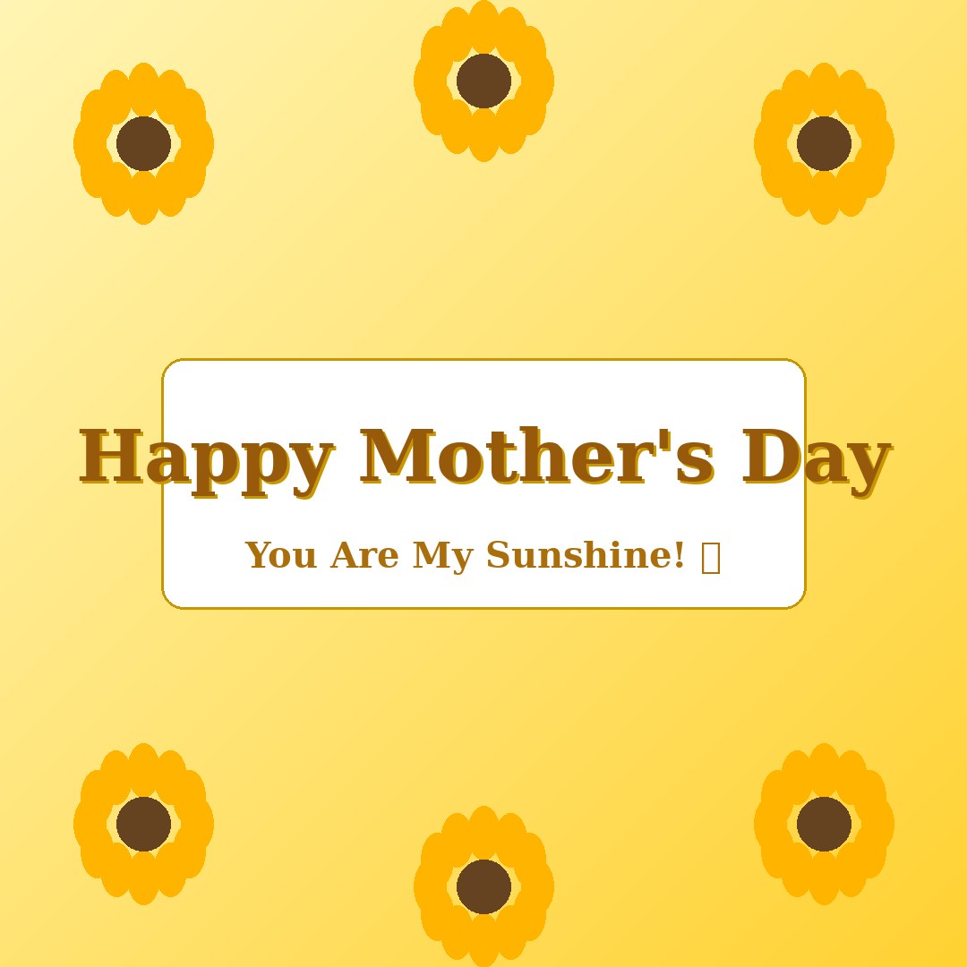 Happy Mothers Day image featuring bright yellow sunflowers on a white background