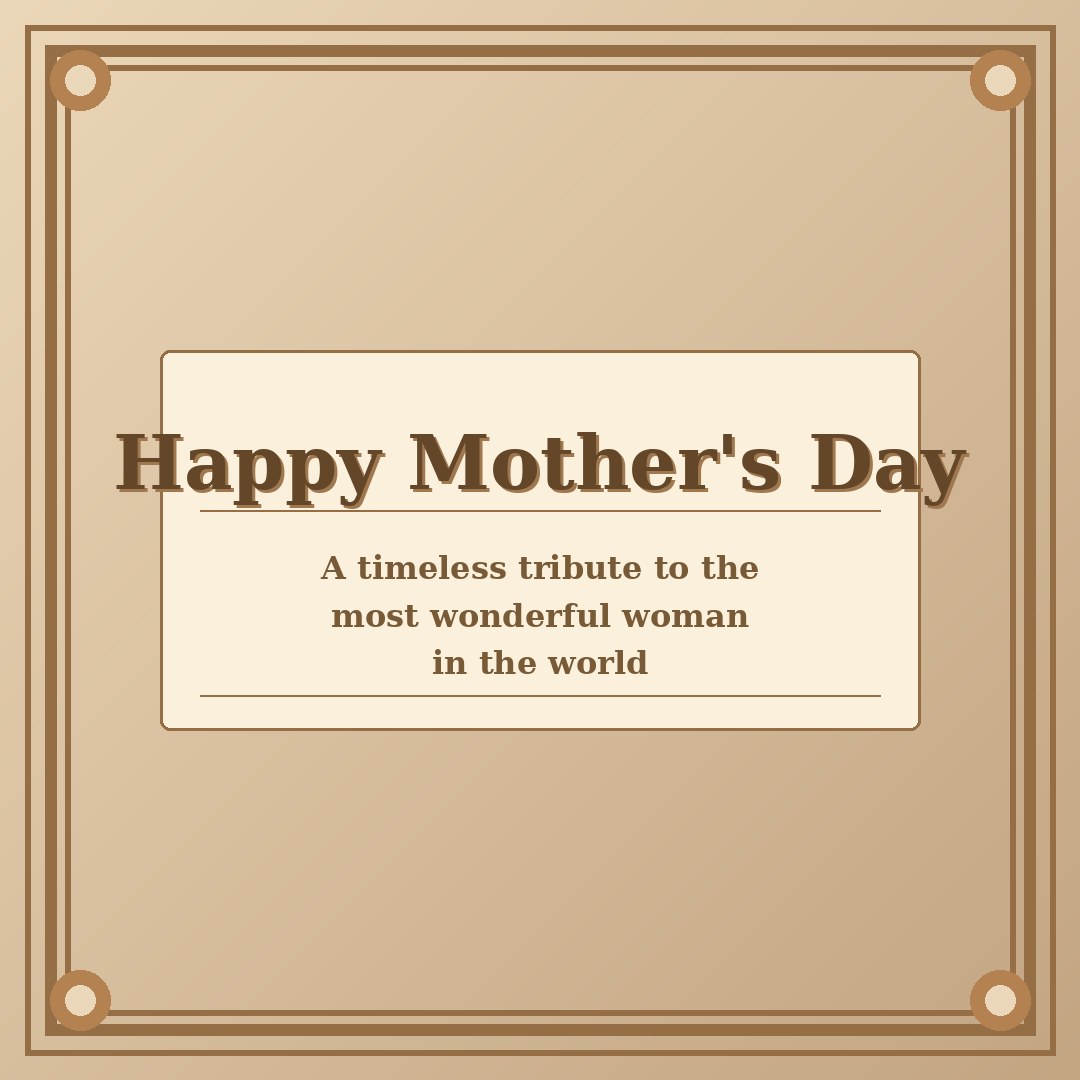 Vintage-style Happy Mothers Day image with ornate borders and warm sepia tones