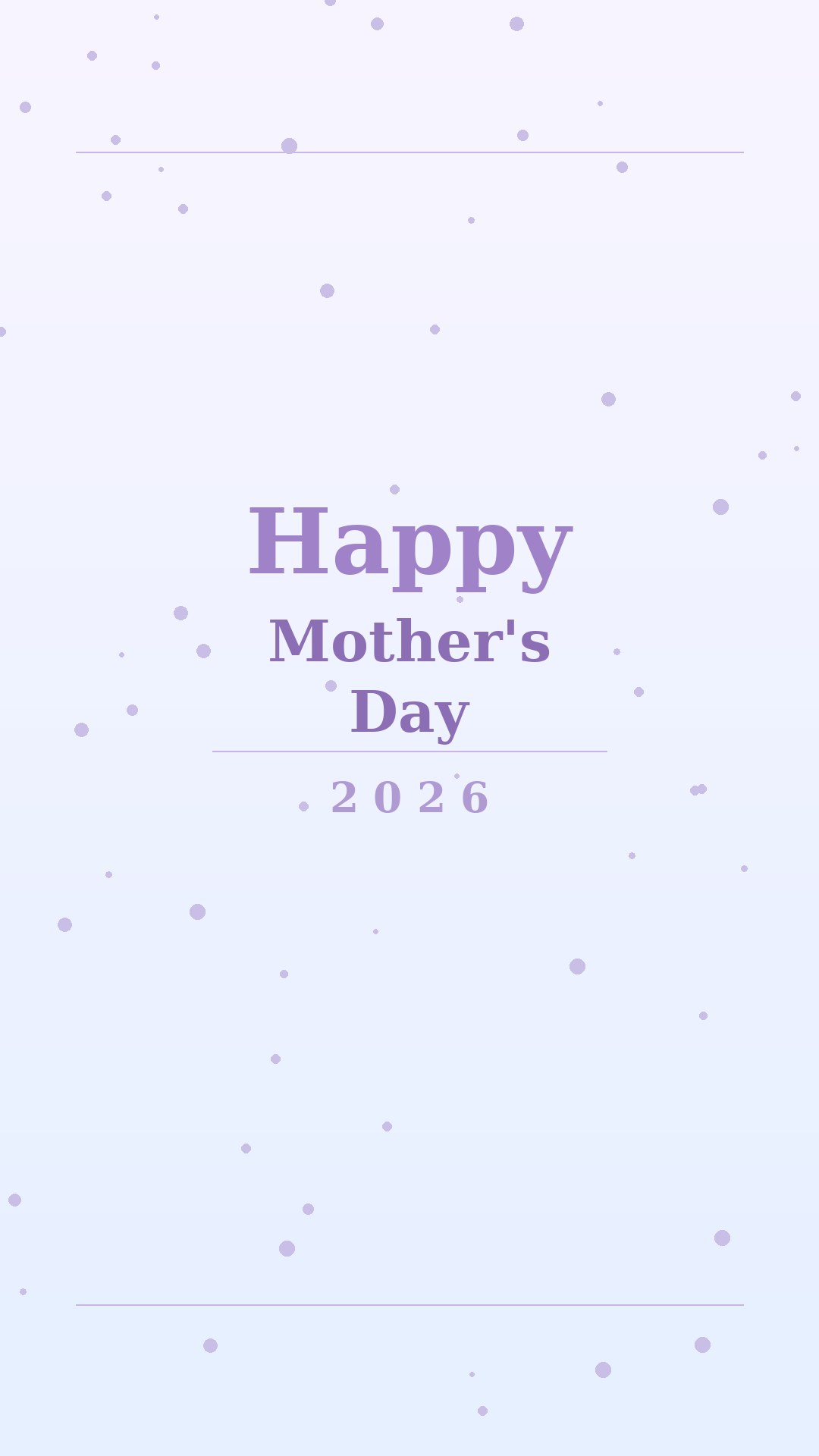 Happy Mothers Day phone wallpaper with minimalist pastel design and white text, portrait orientation